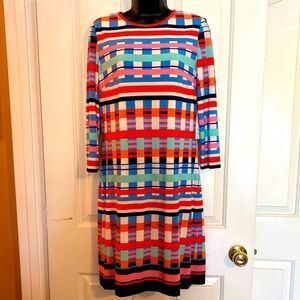 “ELIZA J” Multi-Colored Geometric Print Shift Dress